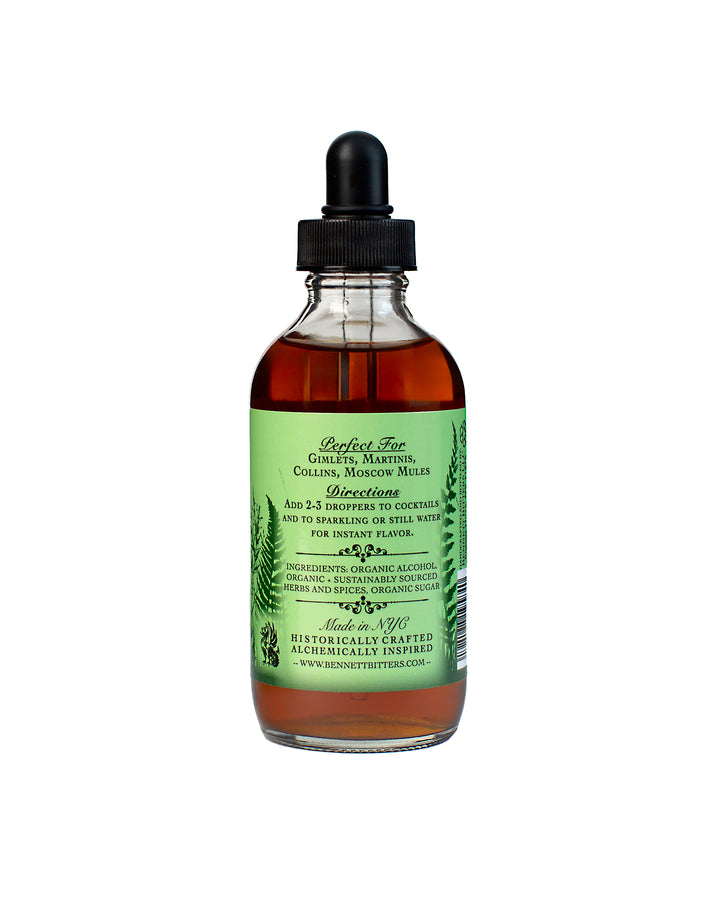 Back label of 4 oz bottle of Wild Hunt Bitters.