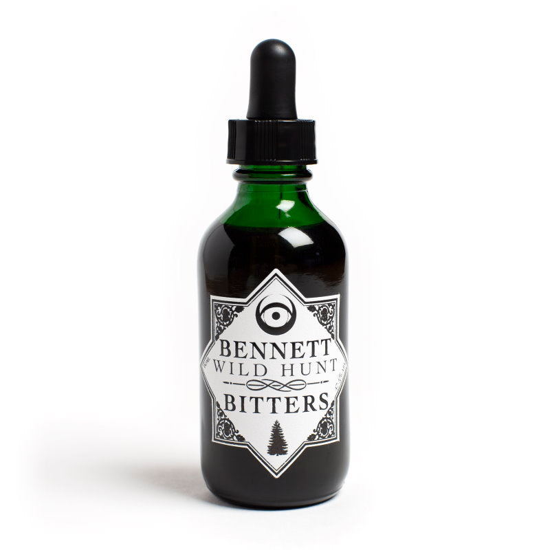 A bottle of Herbal Wild Hunt Bitters by Bennett Bitters.