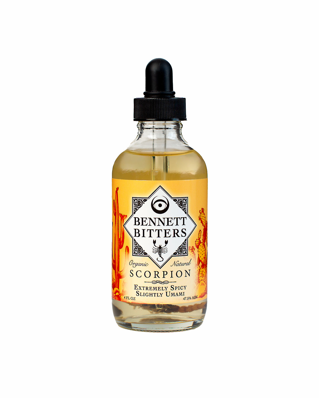 Front label of 4 oz bottle of Scorpion Bitters.